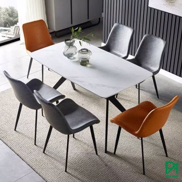 Bộ bàn ăn mặt đá chữ nhật 6 ghế nệm hiện đại